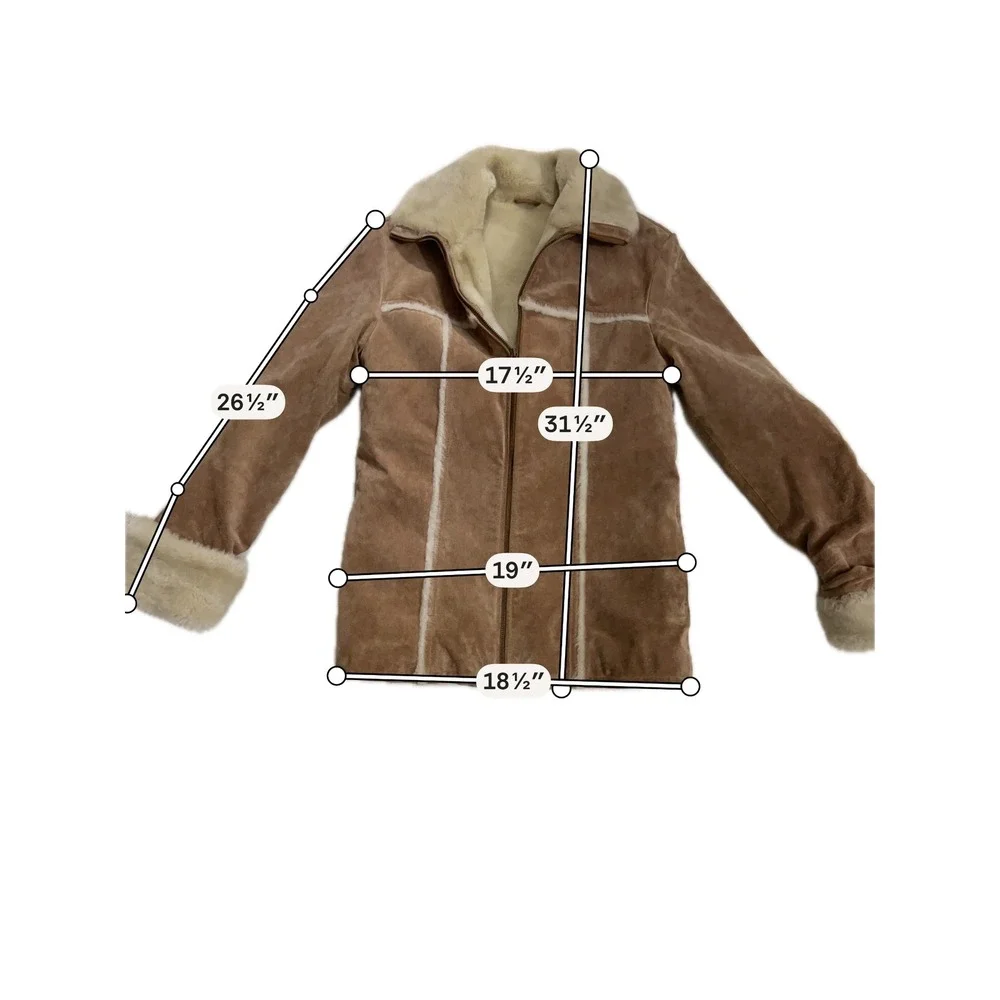 Wilsons Leather‎ Maxima Tan Suede Faux Shearling Fur Trim Zip Jacket Medium
